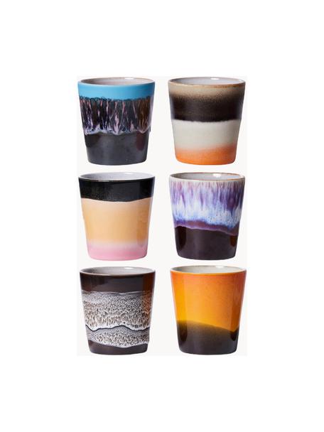 Tasses peintes à la main avec émail 70s Ceramic, 6 élém., Céramique, Design 3, Ø 8 x haut. 8 cm, 180 ml