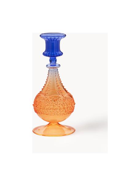 Kandelaar Ombre Flash, Glas, Koningsblauw, oranje, Ø 8 x H 19 cm