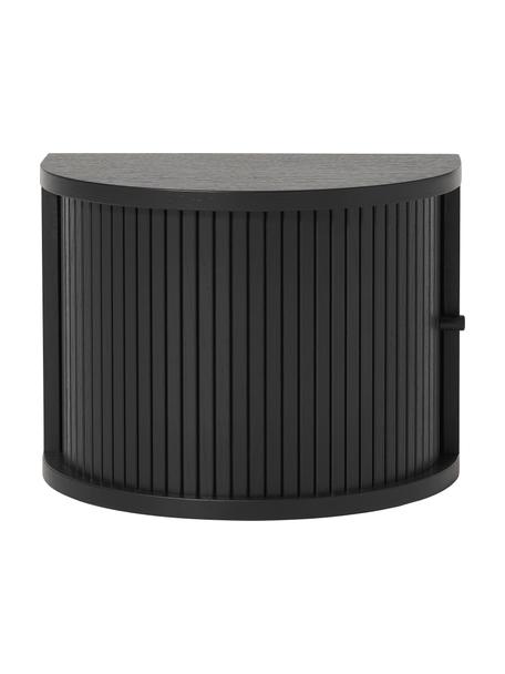 Ścienna szafka nocna z ryflowanym frontem Calary, Korpus: płyta pilśniowa średniej , Czarny, S 40 x W 30 cm
