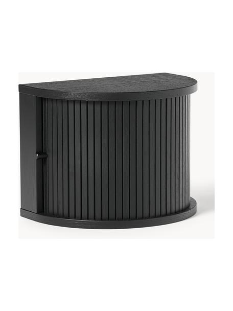 Nástěnný noční stolek s žebrováním Front, Černá, Š 40 cm, V 30 cm