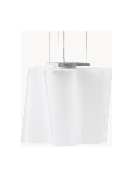 Mondgeblazen hanglamp Logico, Lampenkap: mondgeblazen glas, Wit, semi-transparant, Ø 40 x H 31 cm