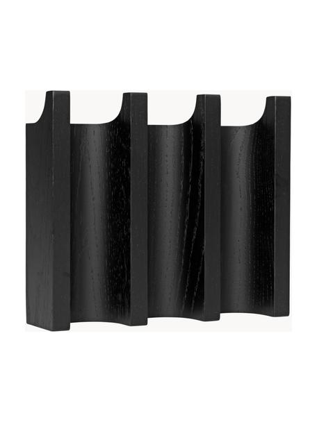 Perchero de pared de roble Column, Madera de roble barnizada, Negro, An 21 x Al 18 cm