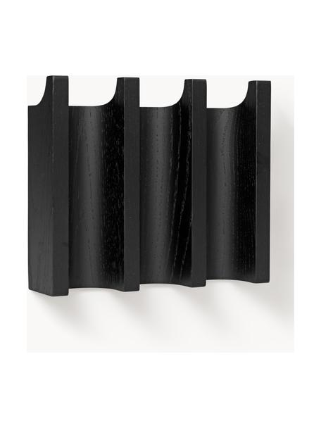 Perchero de pared de roble Column, Madera de roble barnizada, Negro, An 21 x Al 18 cm