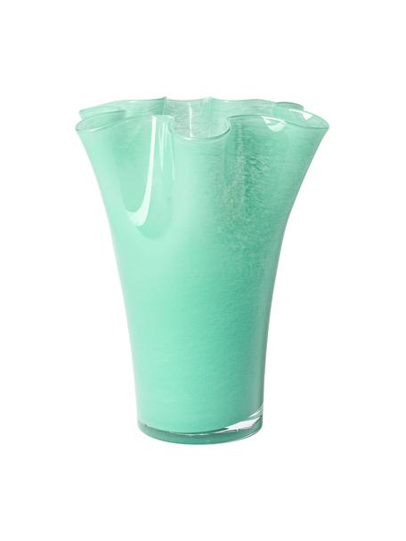Ručne fúkaná sklenená váza Inaya, Fúkané sklo, Mätovozelená, Ø 21 x V 25 cm