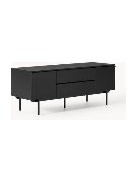 Credenza bassa Elona, Nero opaco, Larg. 140 x Alt. 55 cm