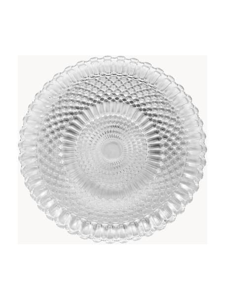 Speiseteller Milesia aus Ornamentglas, 2 Stück, Glas, Transparent, Ø 28 cm