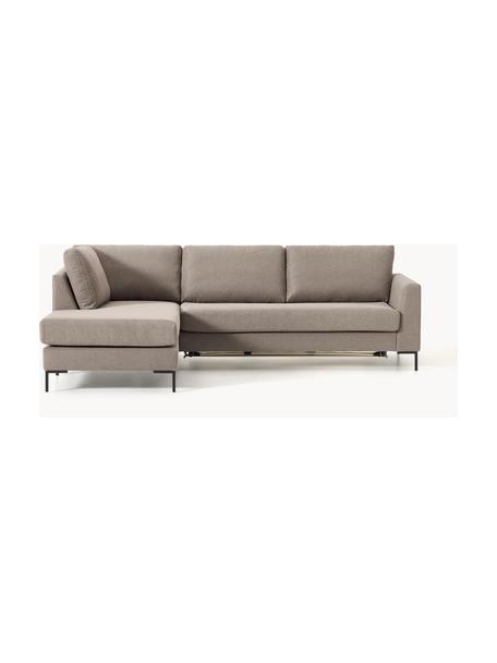 Schlafsofa Luna (3-Sitzer) mit Matratze, Bezug: 100 % Polyester Der strap, Gestell: Massives Buchenholz, Schi, Webstoff Taupe, B 270 x T 184 cm, Eckteil links