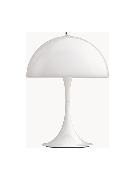 Lampada da tavolo portatile a LED con luce regolabile Panthella, alt. 34 cm, Paralume: vetro acrilico, Struttura: alluminio rivestito, Bianco, Ø 25 x Alt. 34 cm