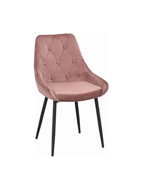 Sametová čalouněná židle Alberton, 2 ks, Růžová, černá, Š 59 cm, H 62 cm
