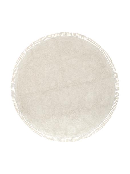 Alfombra redonda artesanal de algodón Daya, Blanco crema, Ø 150 cm (Tamaño M)