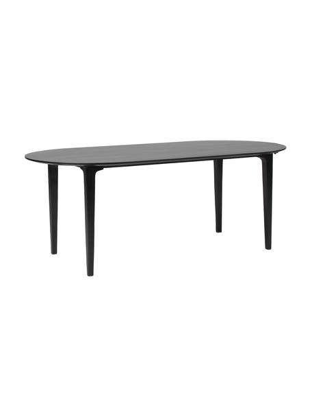Table ovale manguier noir Archie, 200 x 100 cm, Manguier massif, laqué, Bois de manguier, noir laqué, larg. 200 x prof. 100 cm