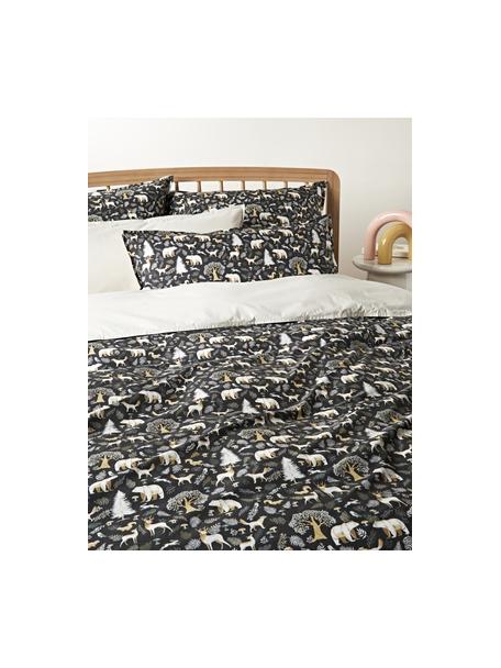 Funda nórdica de percal Lamia, Gris oscuro, Cama 180/200 cm (260 x 240 cm)