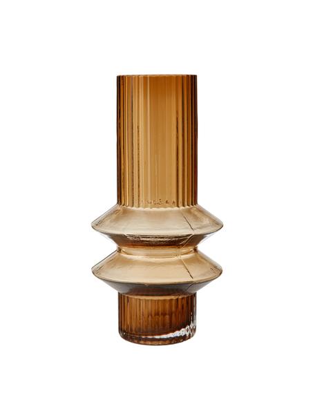 Transparante design vaas Rilla met een amberkleurige glans, Glas, Amberkleurig, transparant, Ø 10 x H 21 cm