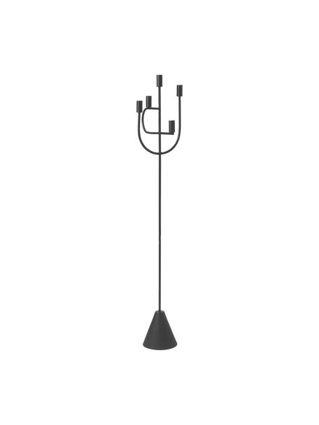 Świecznik podłogowy z metalu Reem, Metal powlekany, Czarny, S 32 x W 120 cm