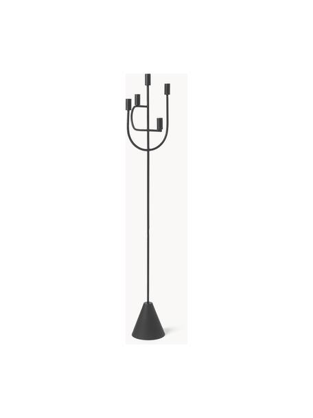 Grote vloerkandelaar Reem van metaal, Gecoat metaal, Zwart, B 32 x H 120 cm