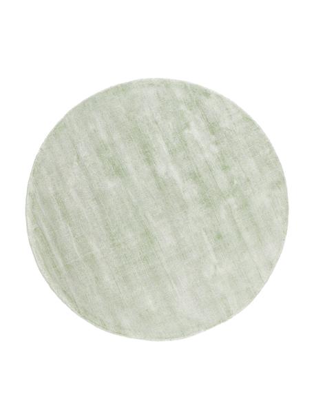 Tappeto rotondo in viscosa taftato a mano Jane, Retro: 100% cotone, Verde salvia, Ø 120 cm (taglia S)