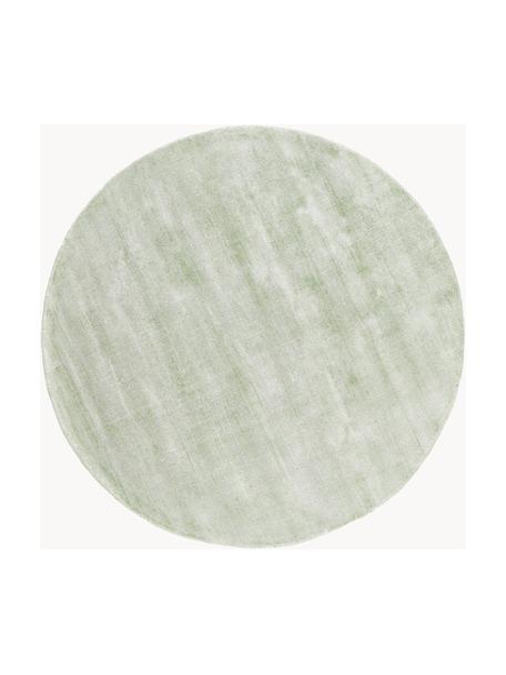 Okrúhly ručne tkaný koberec z viskózy Jane, Šalviovozelená, Ø 120 cm (veľkosť S)