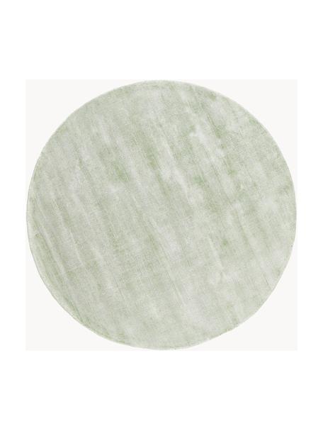 Tappeto rotondo in viscosa taftato a mano Jane, Retro: 100% cotone, Verde salvia, Ø 120 cm (taglia S)