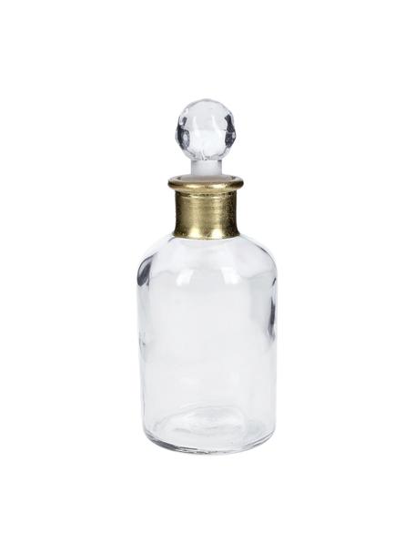 Kleine decoratieve fles Doni, Glas, Transparant, goudkleurig, Ø 7 x H 17 cm