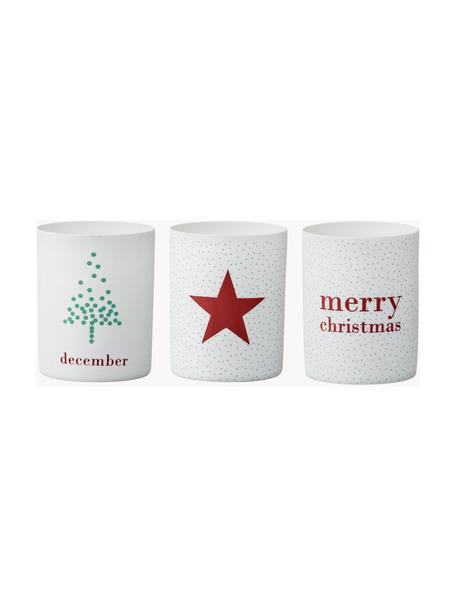 Komplet świeczników na tealighty Ander, 3 elem., Porcelana, Biały, czerwony, Ø 8 x W 6 cm
