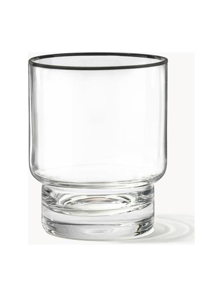 Handgefertigte Wassergläser Mira mit schwarzem Rand, 4 Stück, Glas, Transparent, Ø 8 x H 10 cm