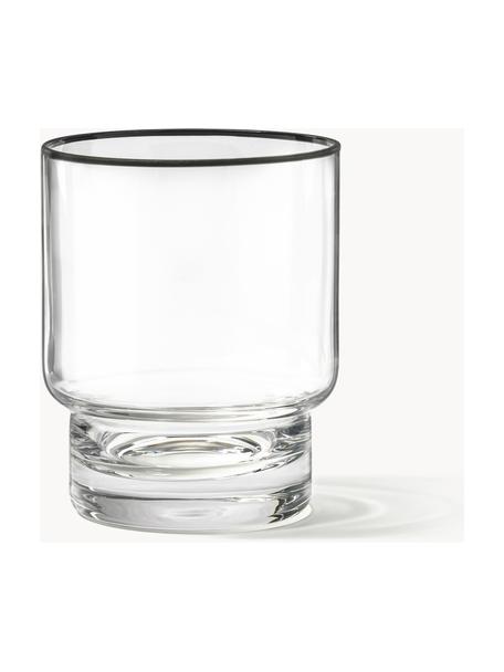 Handgefertigte Wassergläser Mira mit schwarzem Rand, 4 Stück, Glas, Transparent, Ø 8 x H 10 cm, 300 ml