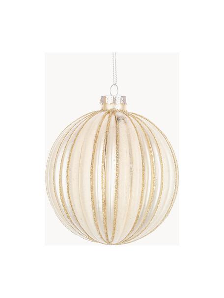 Palline albero di Natale Clio, varie misure, Vetro, Beige chiaro, dorato, Ø 10 x Alt. 10 cm, 8 pz