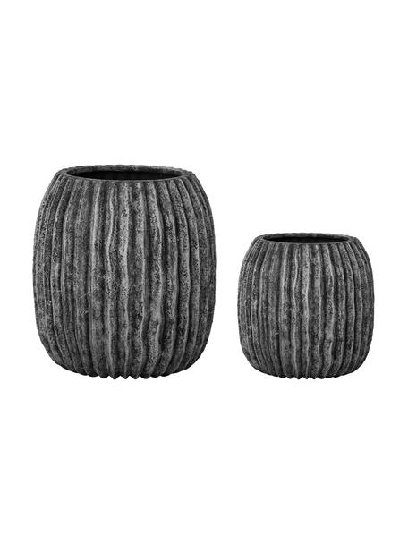 Cache-pot en terracotta Efim, 2 élém., Terre cuite, blanc crème, Noir, Lot de différentes tailles