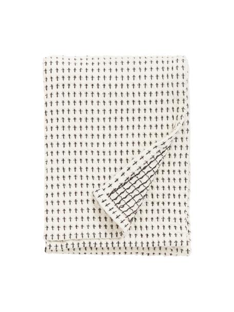 Ręcznik kuchenny z bawełny Stirly, 2 szt., 100% bawełna, Złamana biel, czarny, S 50 x D 70 cm