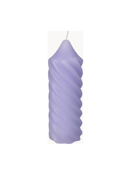 Candela grande a pilastro viola Spiral, Cera, Lilla, Ø 7 x Alt. 20 cm