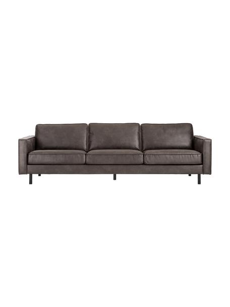 Bank Hunter (3-zits) van gerecycled leer, Bekleding: gerecycled leer (70% leer, Frame: massief grenenhout en vez, Poten: gelakt metaal, Leer bruingrijs, B 264 x D 90 cm