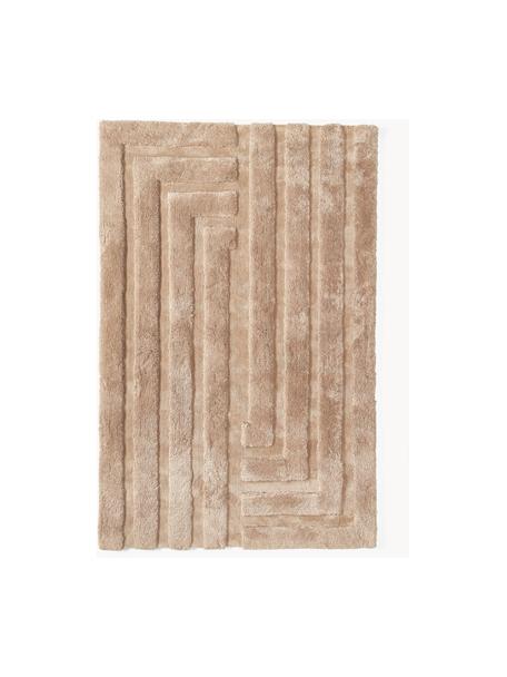 Načechraný koberec s vysokým vlasem a strukturovaným povrchem Genève, Nugátová, Š 200 cm, D 300 cm (velikost L)