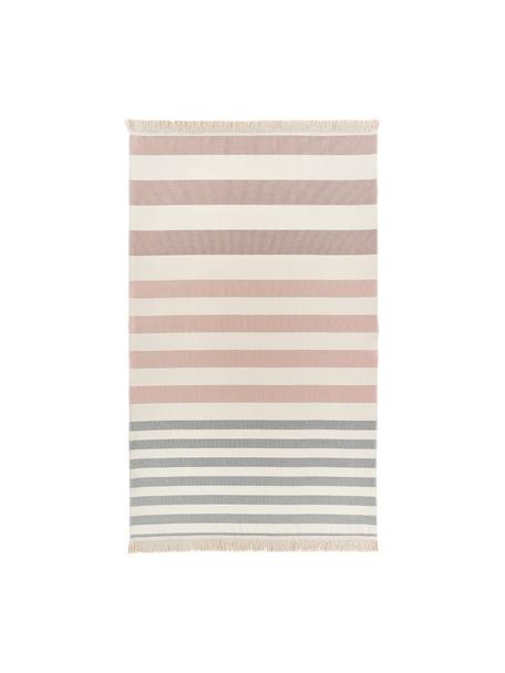 Ręcznik plażowy z frędzlami Priya, Odcienie różowego, szary, beżowy, S 100 x D 180 cm