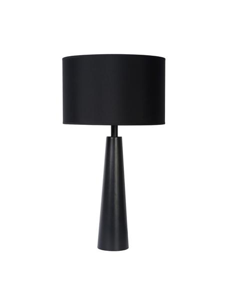 Große Tischlampe Yessin mit Leinenschirm, Lampenschirm: Leinen, Lampenfuß: Metall, beschichtet, Schwarz, Ø 32 x H 58 cm