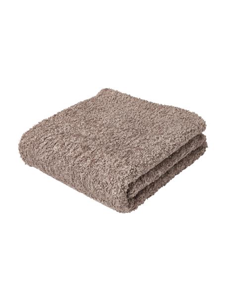 Coperta in tessuto teddy Dotty, Retro: 95% poliestere, 5% elasta, Taupe, Larg. 130 x Lung. 170 cm