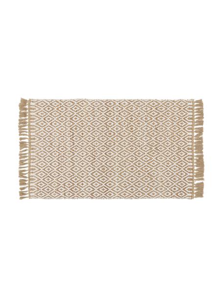 Felpudo artesanal de yute Ramos, 100% yute

Como las alfombras de yute son ásperas al tacto, son menos adecuadas para el contacto directo con la piel., Beige y blanco estampado, An 50 x L 80 cm