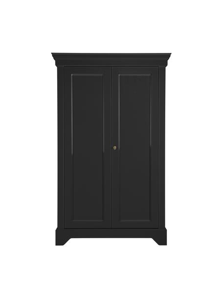 Armario de madera de pino Isabel, 2 puertas, Estructura: madera de pino, pintada, Negro, An 118 x Al 191 cm