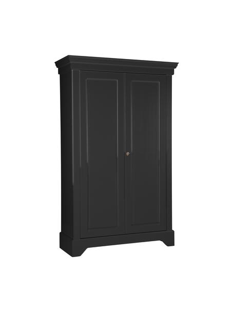 Armoire 2 portes battantes bois de pin noire Isabel, Noir, larg. 118 x haut. 191 cm