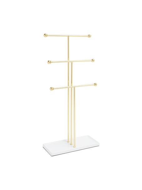 Sieradenhouder Trigem in witgoud, Gelakt metaal, Wit, messingkleurig, B 23 x H 48 cm