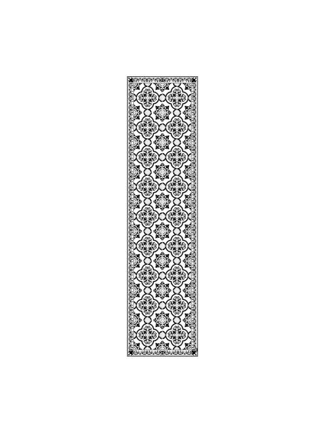 Tappetino antiscivolo nero/bianco in vinile Elena, Vinile riciclabile, Nero, bianco, grigio, Larg. 65 x Lung. 255 cm