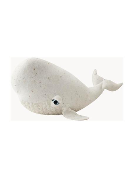 Coussin peluche fait main Beluga, Blanc cassé, chiné, larg. 46 x haut. 21 cm