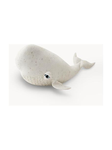 Cuscino-peluche fatto a mano Beluga, varie misure, Bianco latte, maculato, Larg. 46 x Alt. 21 cm