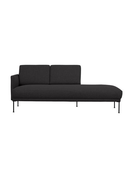 Chaise longue con piedini in metallo Fluente, Rivestimento: 100% poliestere Con 40.00, Struttura: legno di pino massiccio, Piedini: metallo verniciato a polv, Tessuto grigio scuro, Larg. 202 x Prof. 85 cm, schienale a sinistra