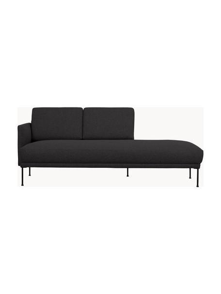Chaise longue Fluente, Bekleding: 100% polyester. Met 40.00, Frame: massief grenenhout, FSC-g, Poten: gepoedercoat metaal., Geweven stof antraciet, B 202 x D 85 cm, rugleuning links