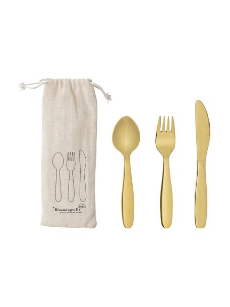 Kinderbestek Ally van edelstaal, 3-delig, Bestek: edelstaal, Goudkleurig, B 4 x L 17 cm