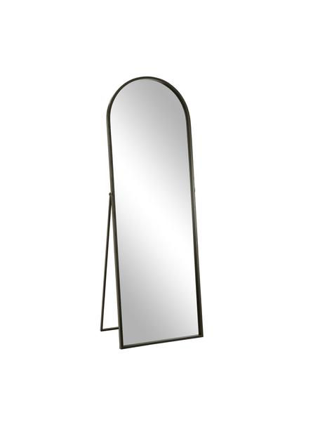 Vloerspiegel Espelho met zwarte metalen lijst, Frame: gecoat metaal, Spiegelglas: glas, Zwart, B 51 x H 148 cm