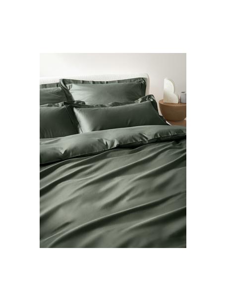 Housse de couette en satin de coton Premium, Vert foncé, larg. 200 x long. 200 cm