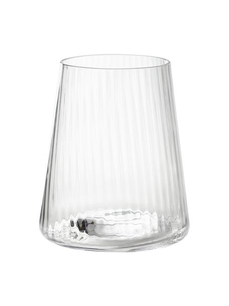 Handgefertigte Wassergläser Cami mit Rillenstruktur, 4 Stück, Glas, mundgeblasen, Transparent, Ø 8 x H 10 cm