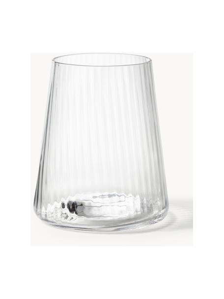 Ręcznie wykonana szklanka z ryflowaną powierzchnią Cami, 4 szt., Szkło dmuchane, Transparentny, Ø 8 x W 10 cm