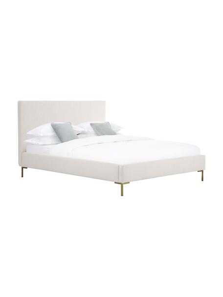 Polsterbett Peace, Bezug: Polyester (Strukturstoff), Korpus: Massives Kiefernholz, FSC, Webstoff Greige, B 180 x L 200 cm